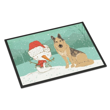 Carolines Treasures 18 x 27 in. German Shepherd & Snowman Christmas Indoor or Outdoor Mat CK2033MAT